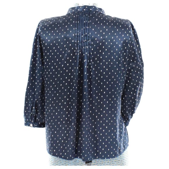 BCBGMaxAzria Navy Polka Dot Blouse M - Picture 2 of 7